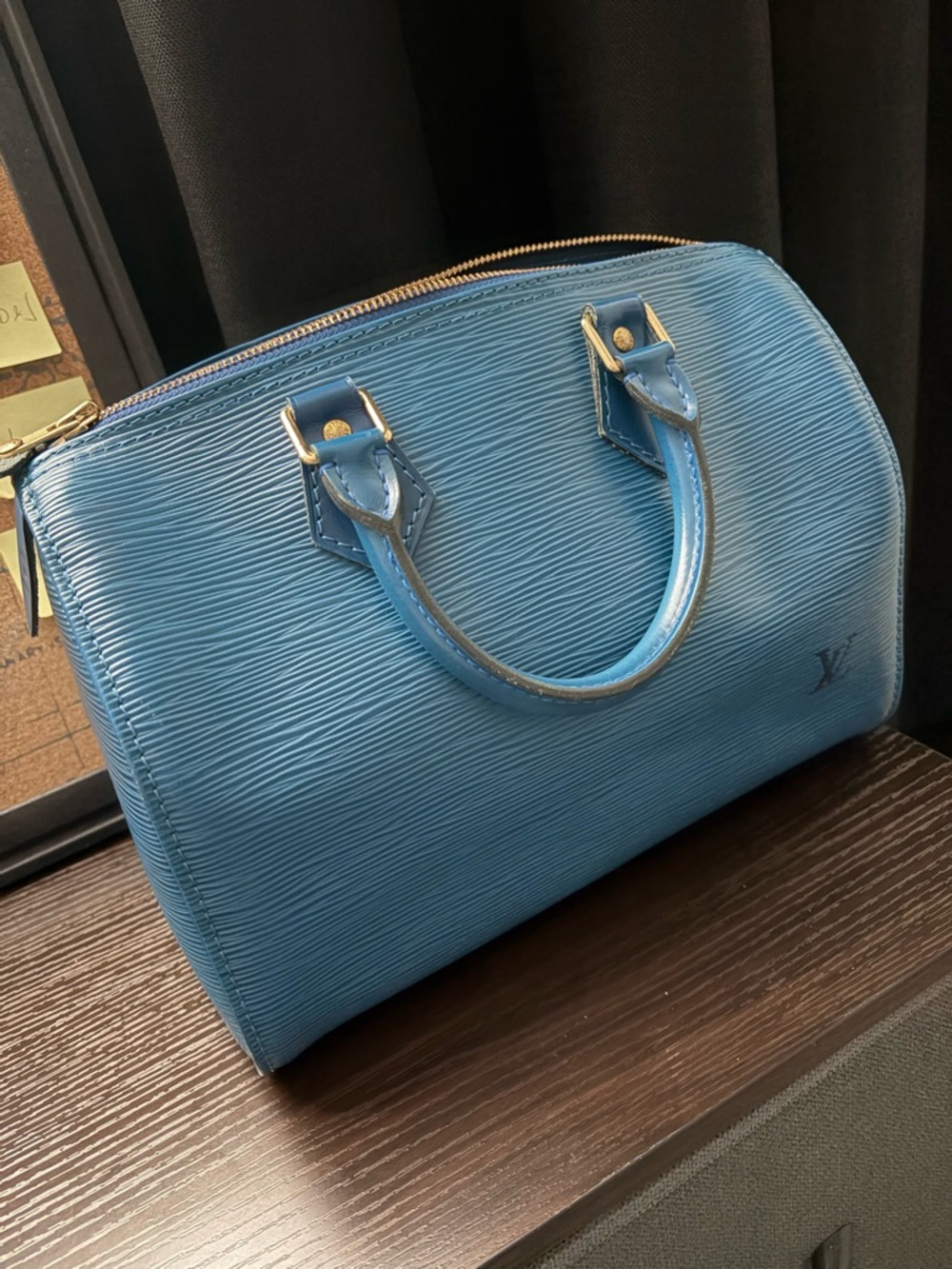 Louis Vuitton Blue Epi Leather Alma-Style Satchel with Gold Hardware